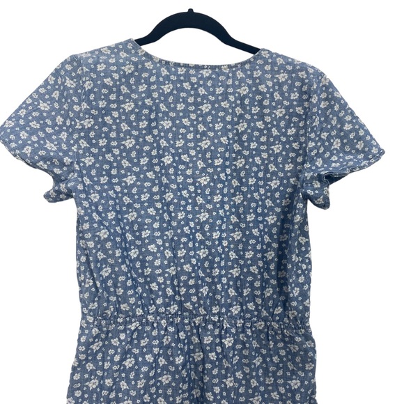 J. Crew Factory Printed chambray ruffle faux-wrap dress - Picture 5 of 11